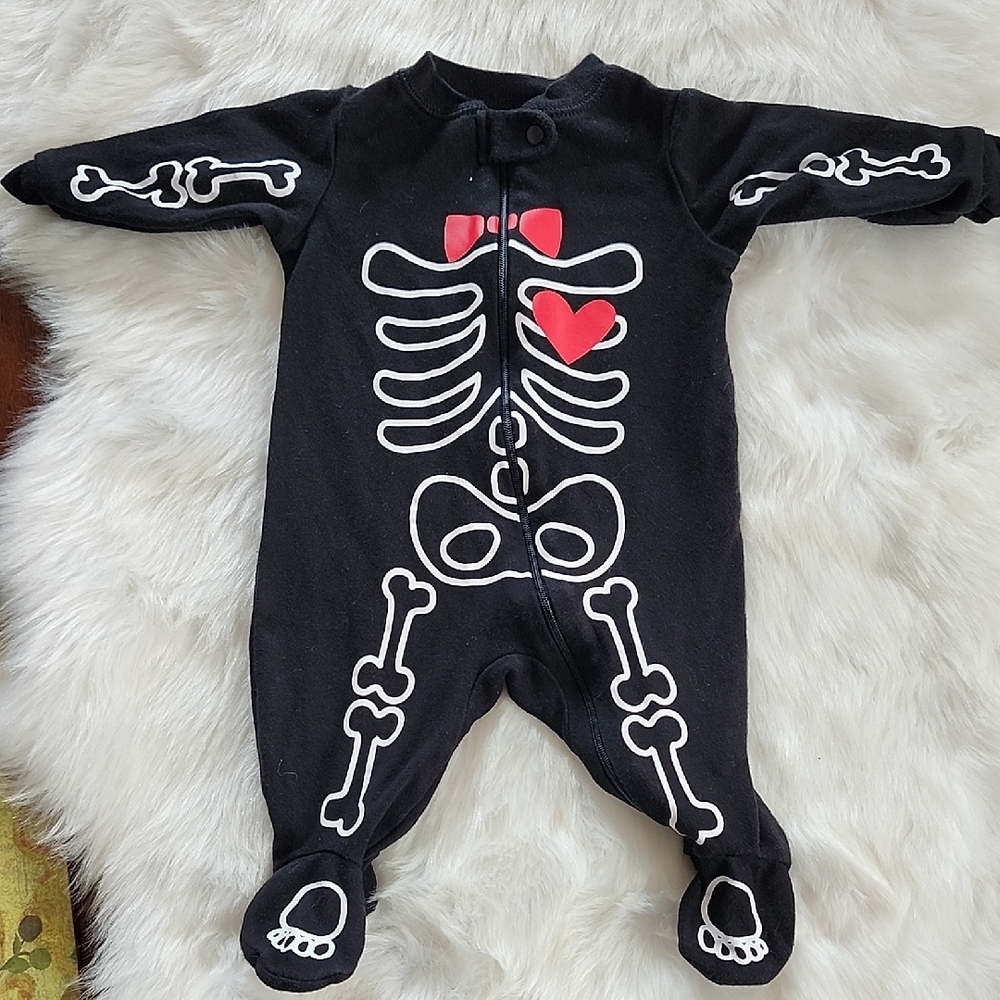 Halloween Skeleton Print Bodysuit, 0-3M